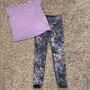Ivivva Lululemon brand for girls leggings and matching purple tshirt